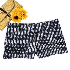 Ann Taylor Loft Women's Riviera Short Size 12 Navy Blue White Textured Vacation
